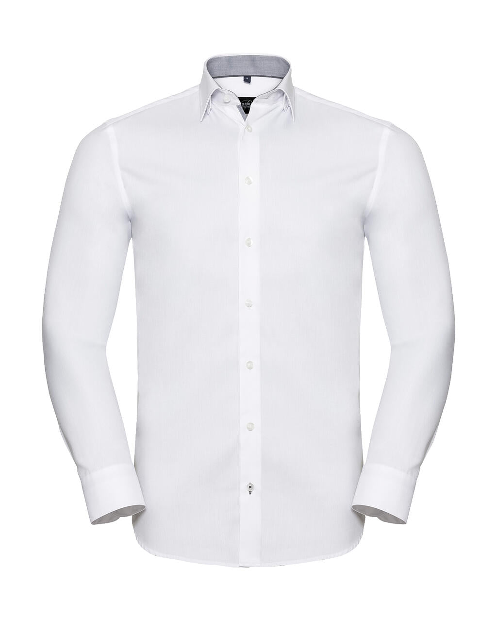 Tailored Contrast Herringbone Shirt LS in Farbe White/Silver/Convoy Grey
