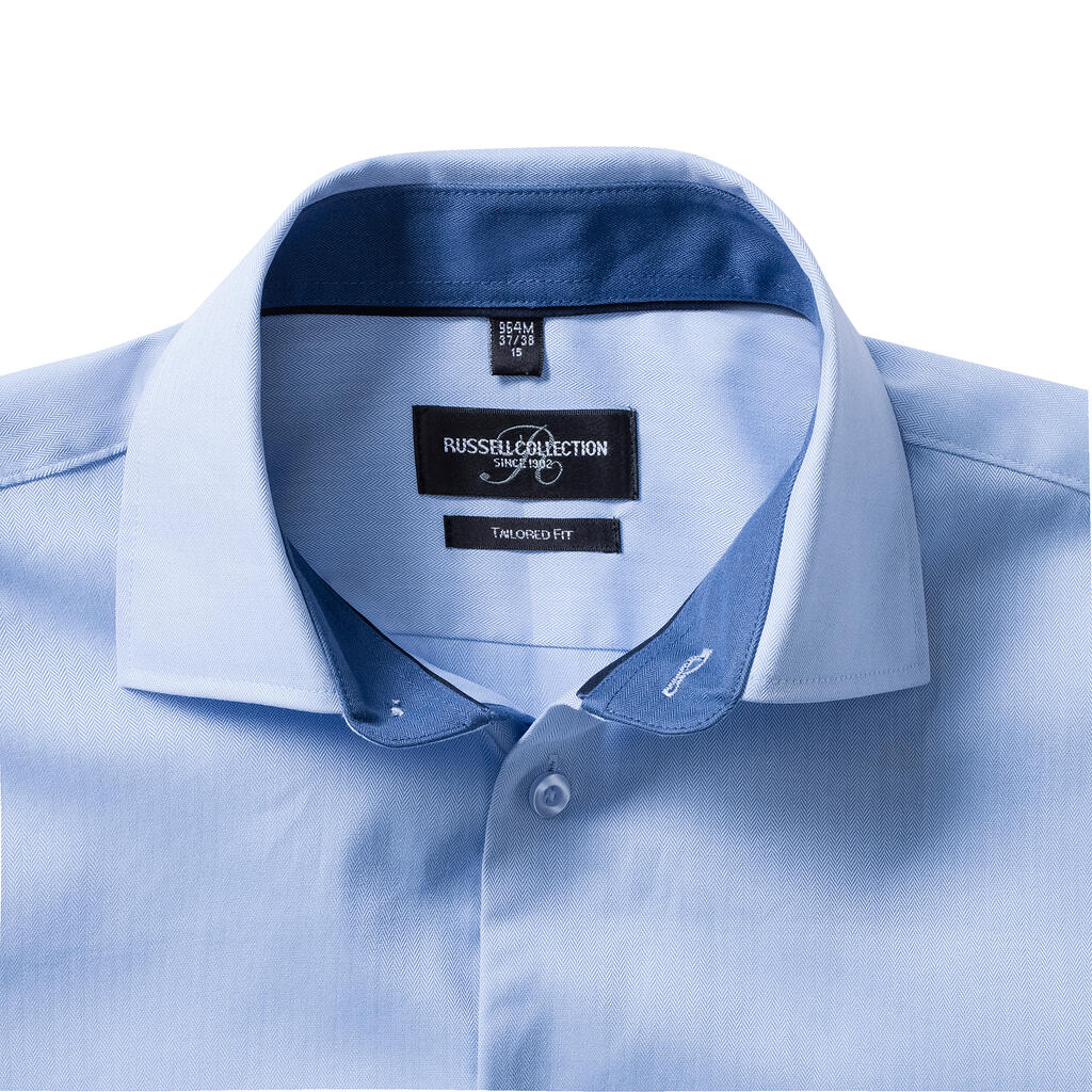 Tailored Contrast Herringbone Shirt LS in Farbe White/Silver/Convoy Grey