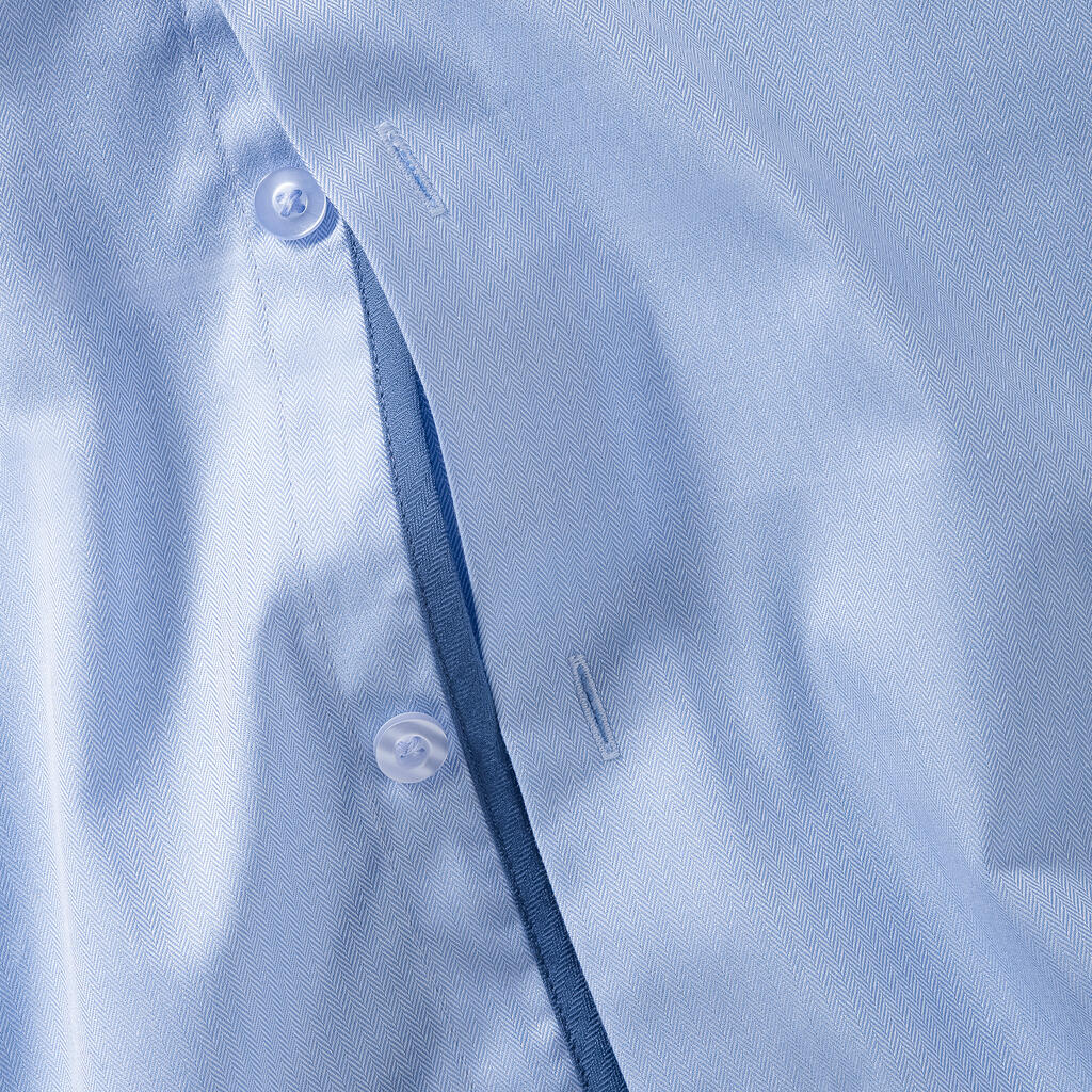 Tailored Contrast Herringbone Shirt LS in Farbe White/Silver/Convoy Grey