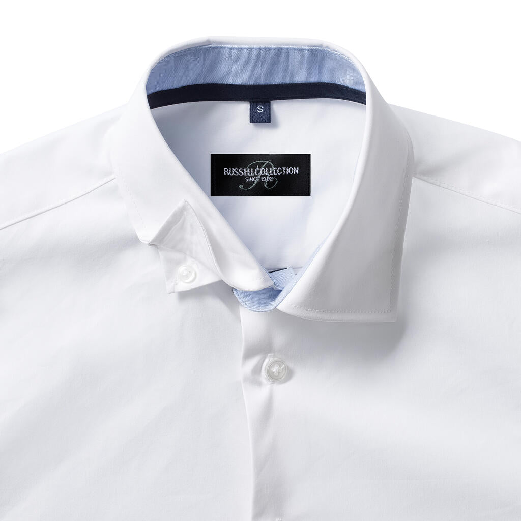 Men's LS Tailored Contrast Ultimate Stretch Shirt in Farbe White/Oxford Blue/Bright Navy