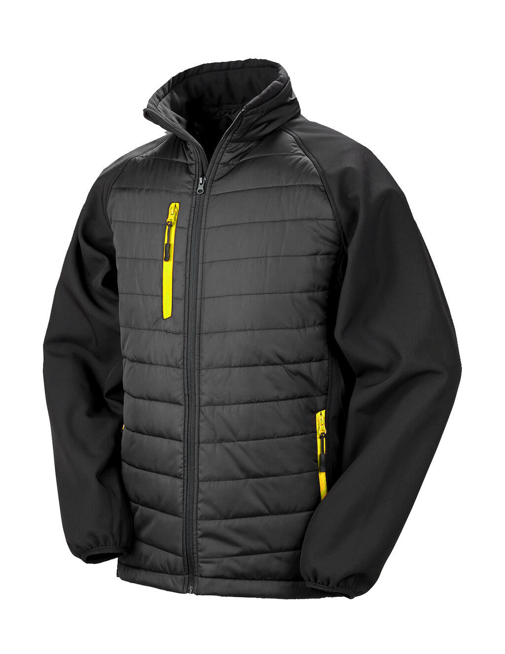 Black Compass Padded Softshell in Farbe Black/Yellow