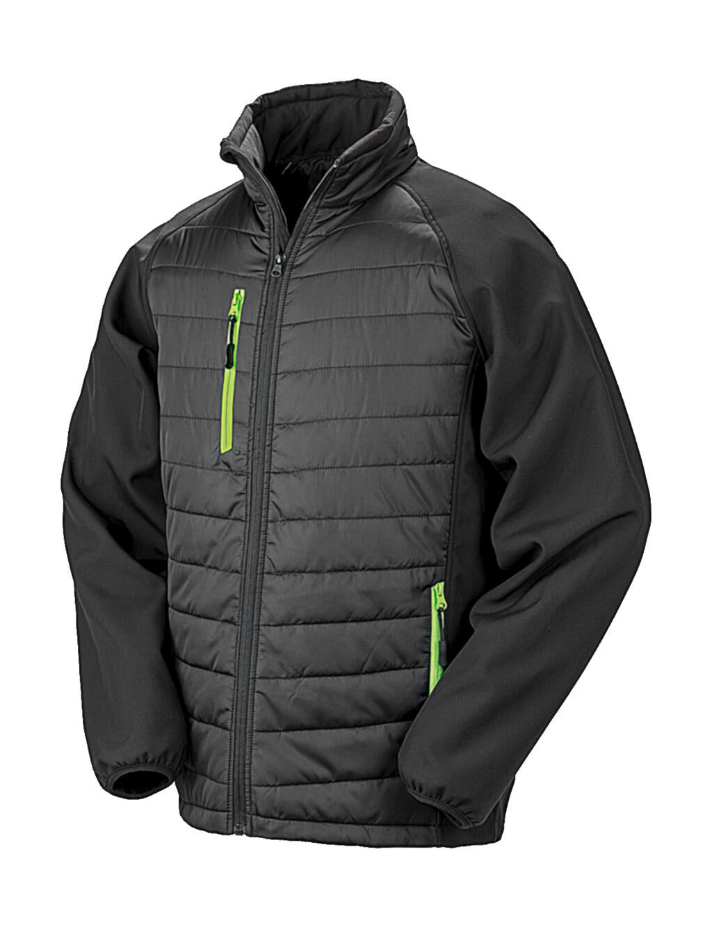 Black Compass Padded Softshell in Farbe Black/Lime