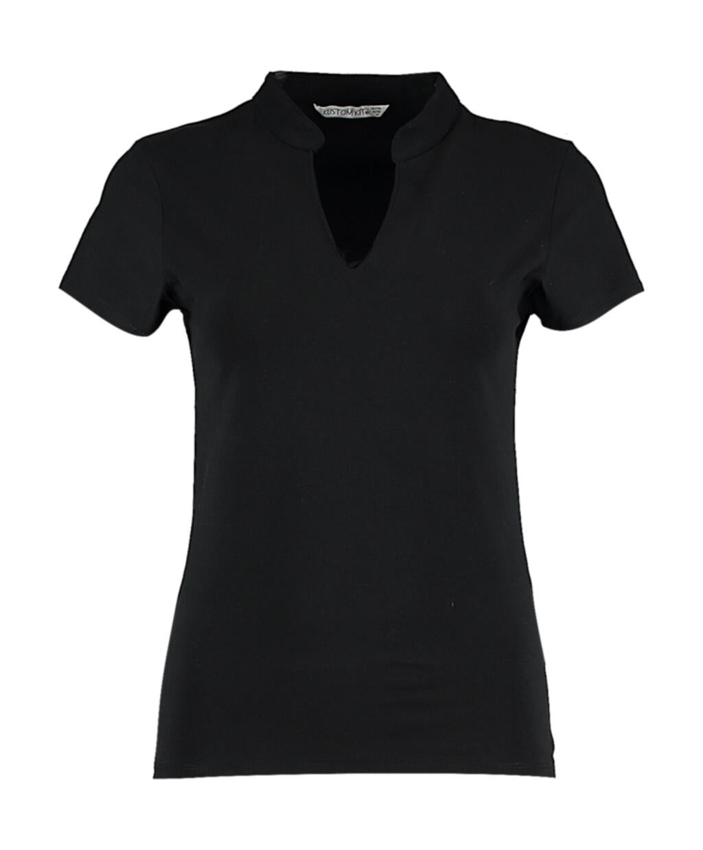 Regular Fit Mandarin Collar Top in Farbe Black