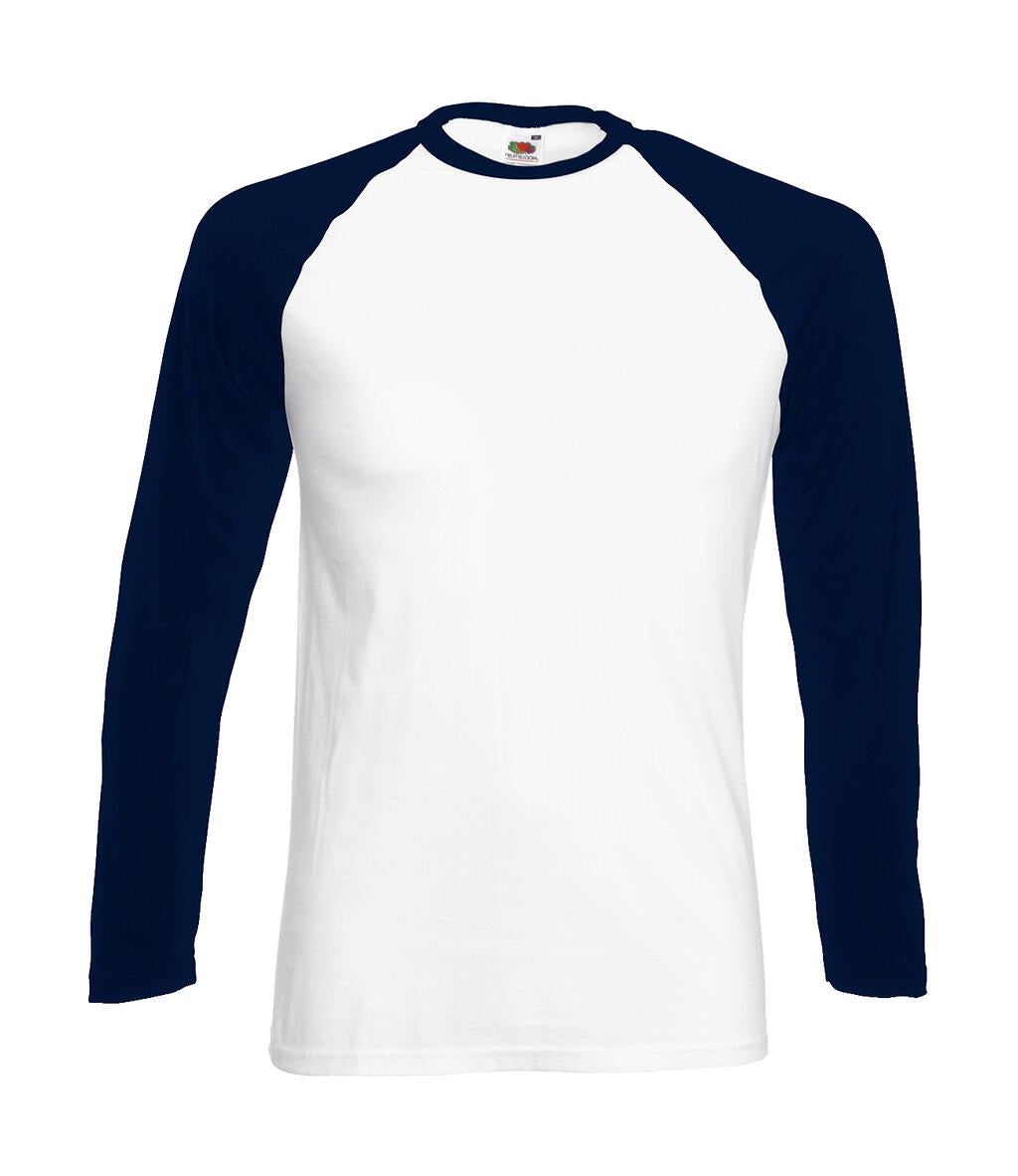 Valueweight Long Sleeve Baseball T in Farbe White/Deep Navy