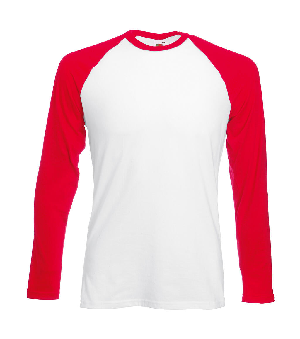Valueweight Long Sleeve Baseball T in Farbe White/Red