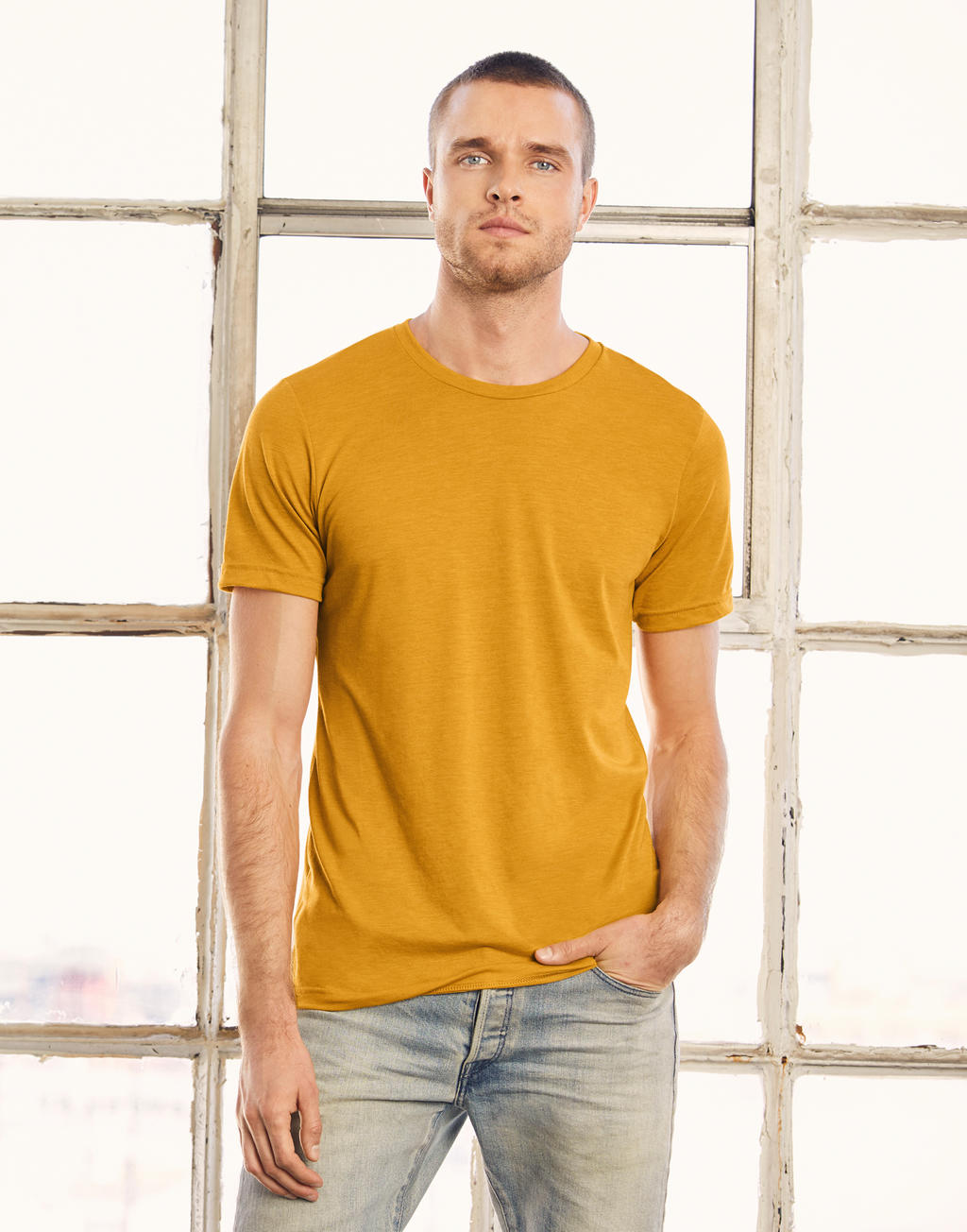 Unisex Triblend Short Sleeve Tee in Farbe Solid White Triblend