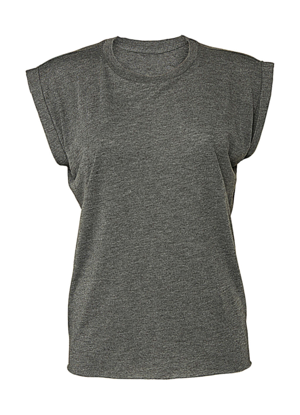 Women's Flowy Muscle Tee Rolled Cuff in Farbe Dark Grey Heather