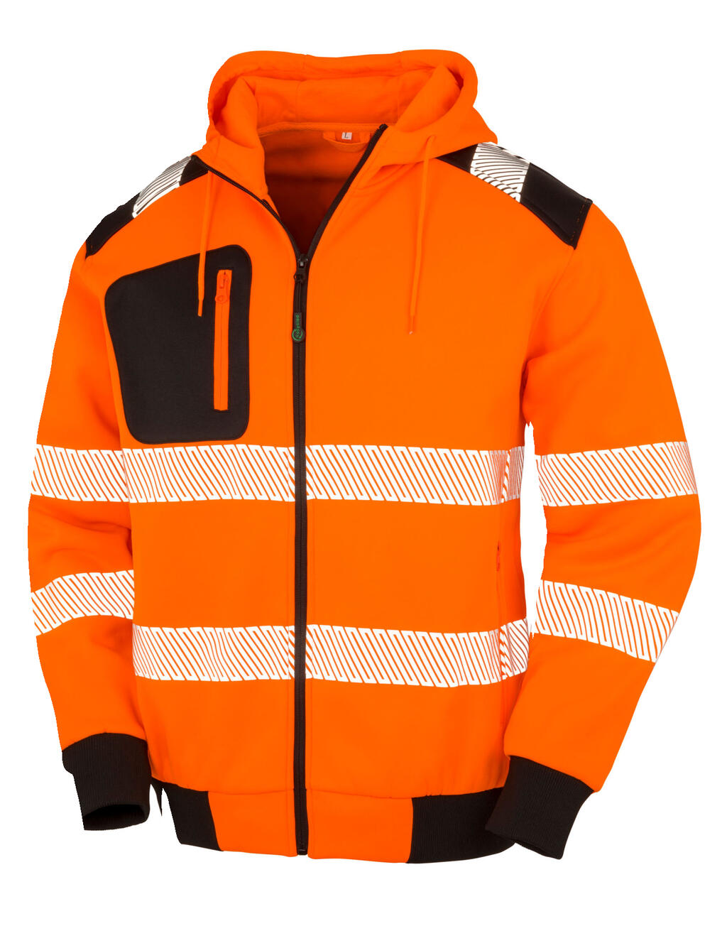Recycled Robust Zipped Safety Hoody in Farbe Fluorescent Orange