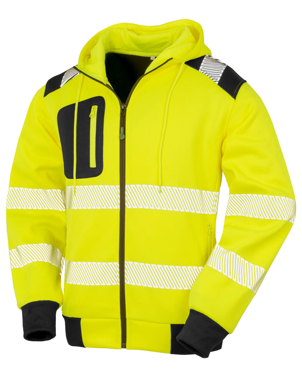 Recycled Robust Zipped Safety Hoody in Farbe Fluorescent Yellow