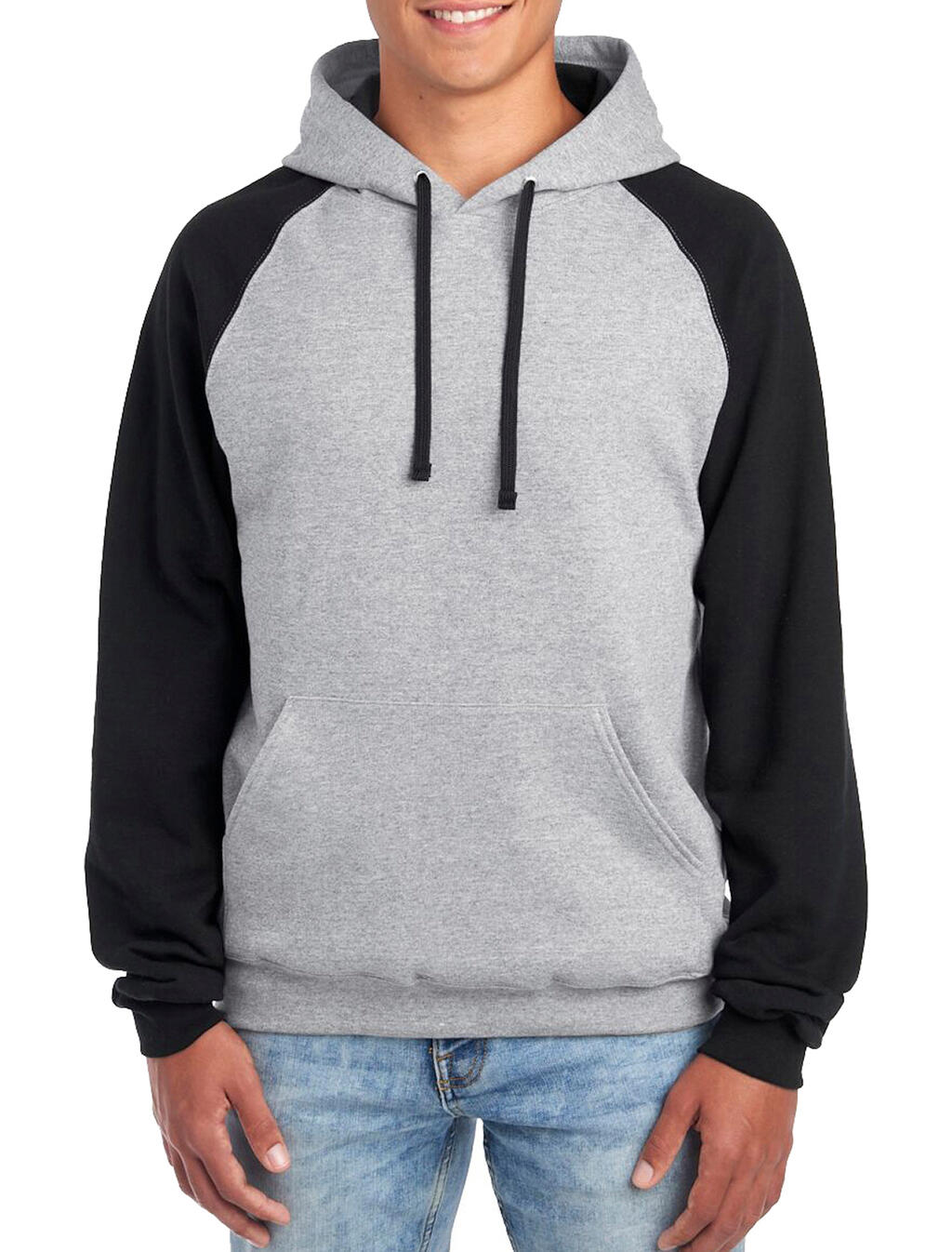 NuBlend Colour Block Raglan Hooded Sweatshirt in Farbe Oxford / Black