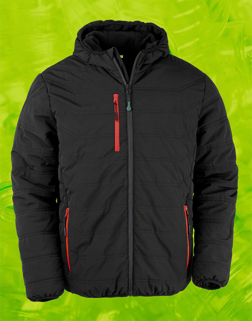 Black Compass Padded Winter Jacket in Farbe Black/Red