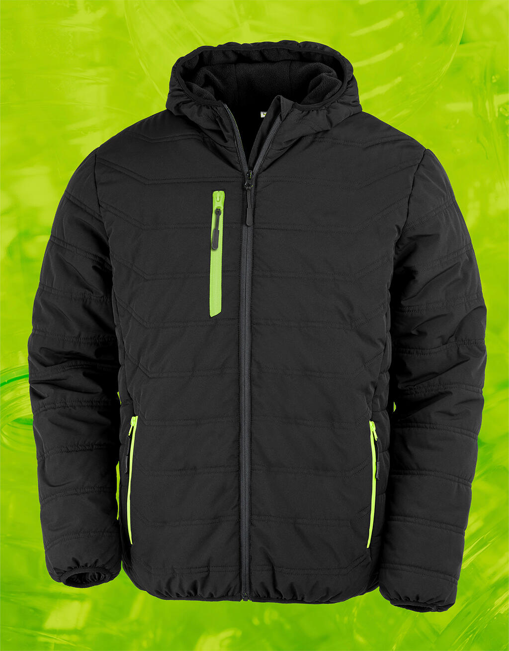 Black Compass Padded Winter Jacket in Farbe Black/Lime