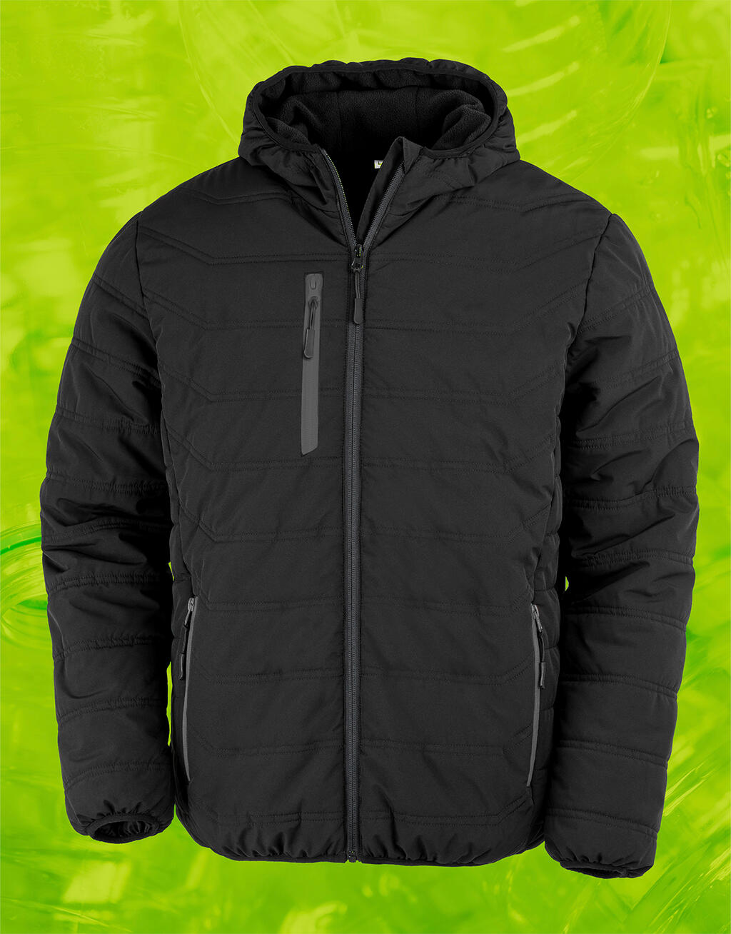 Black Compass Padded Winter Jacket in Farbe Black/Black