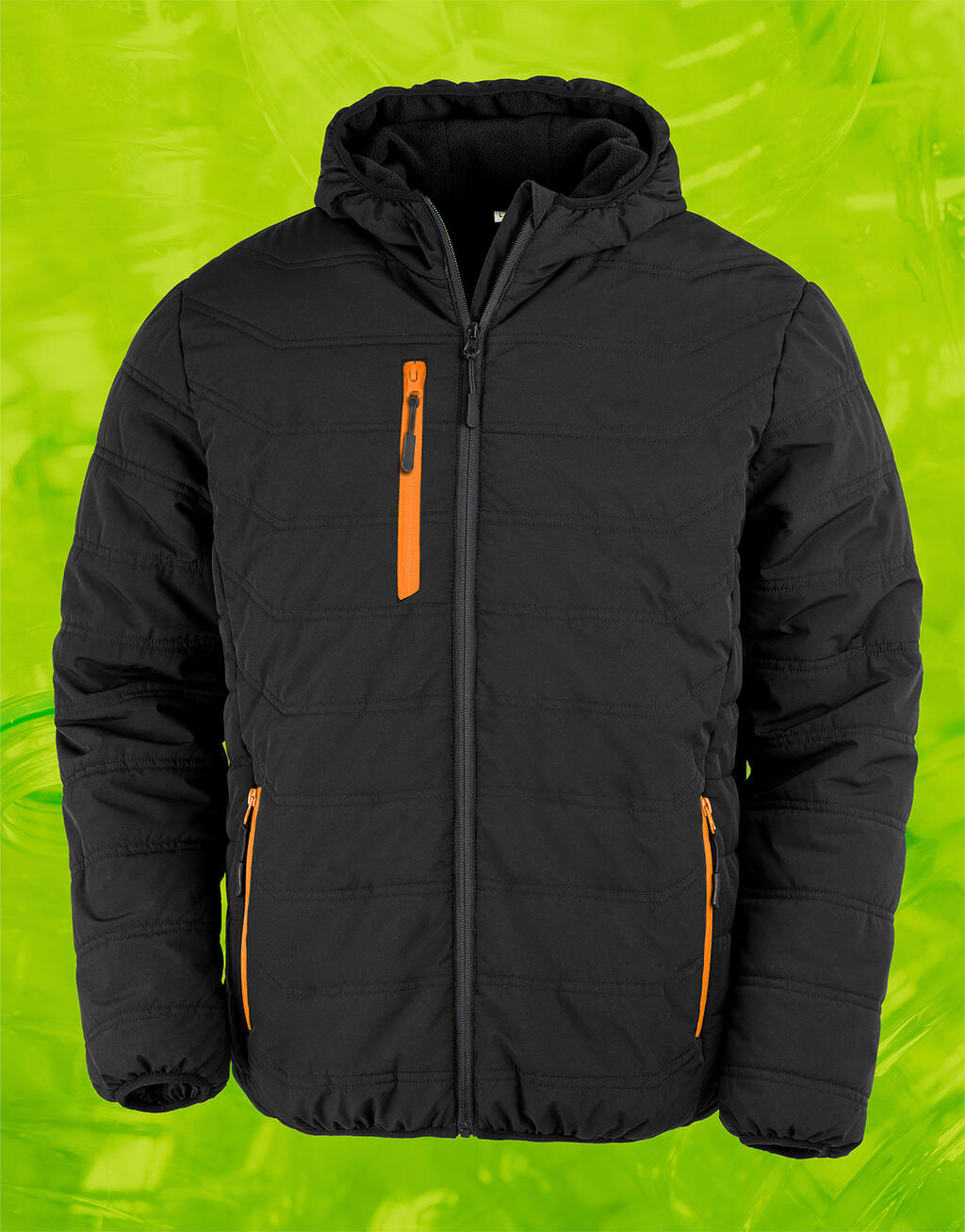 Black Compass Padded Winter Jacket in Farbe Black/Orange