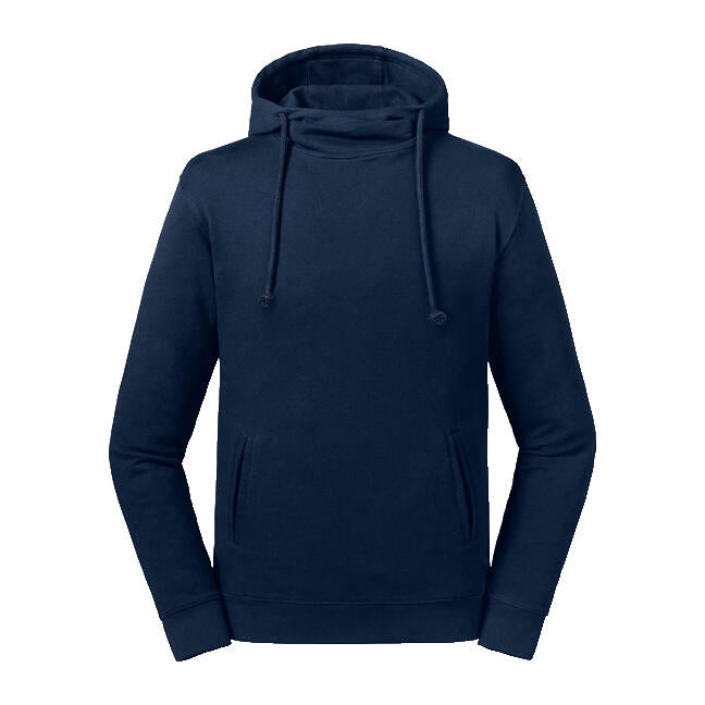 Pure Organic High Collar Hooded Sweat in Farbe French Navy