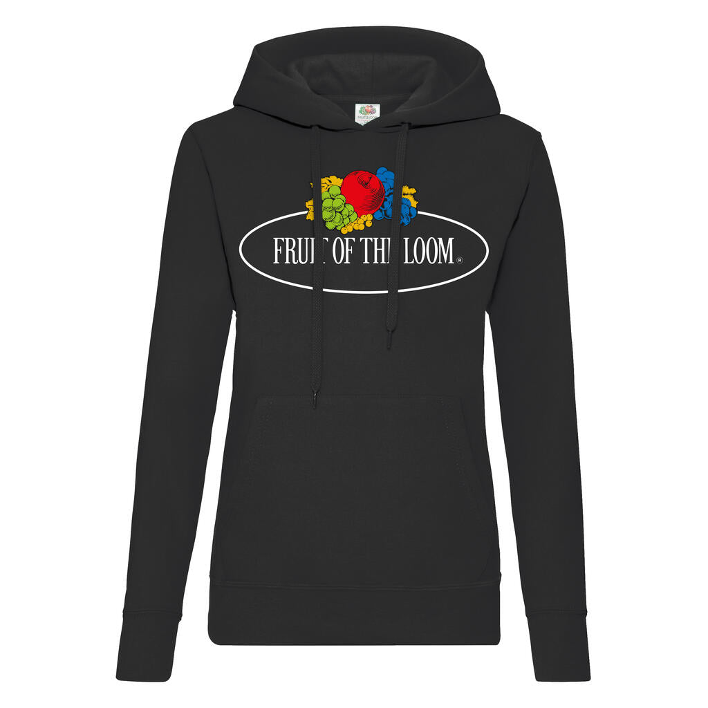 Ladies Vintage Hooded Sweat Large Logo Print in Farbe Black