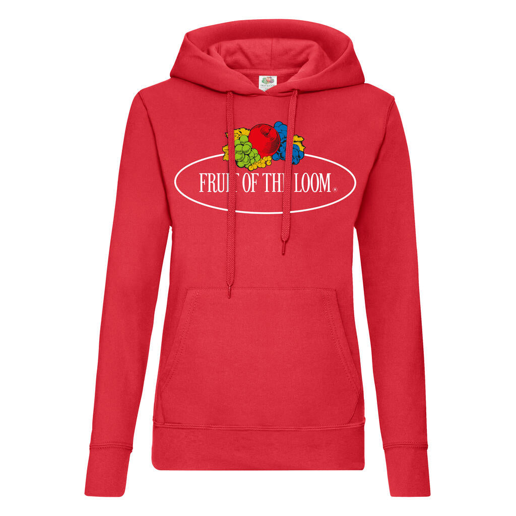 Ladies Vintage Hooded Sweat Large Logo Print in Farbe Red