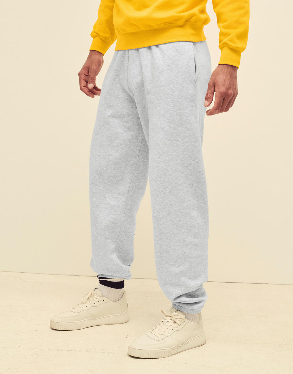 Classic Elasticated Cuff Jog Pants in Farbe White