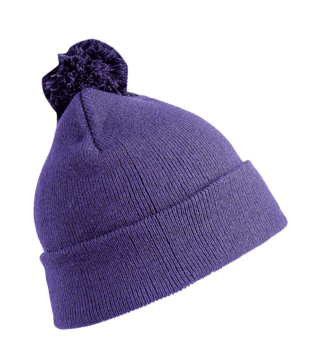 Junior Pom Pom Beanie in Farbe Purple