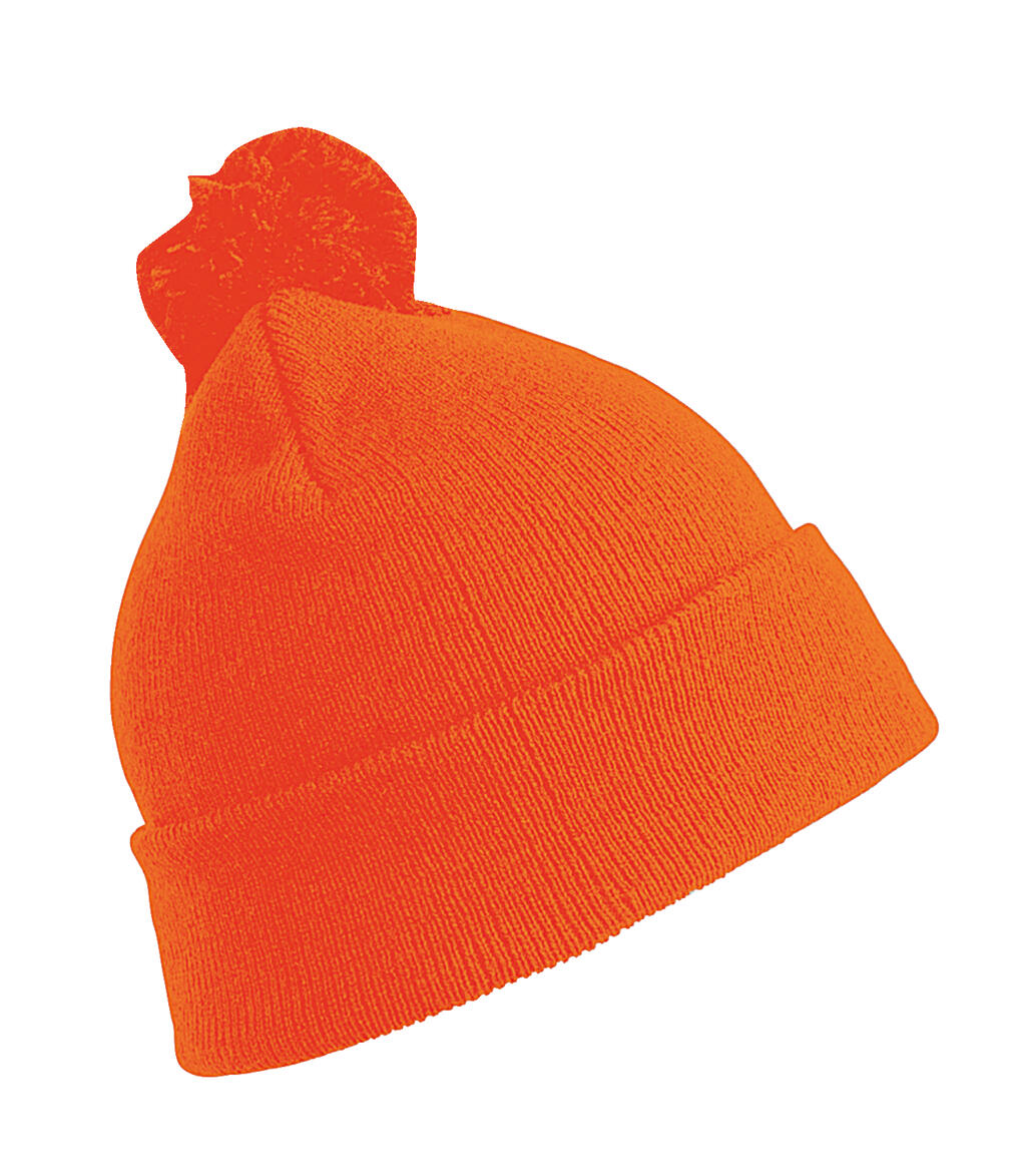 Junior Pom Pom Beanie in Farbe Fluorescent Orange