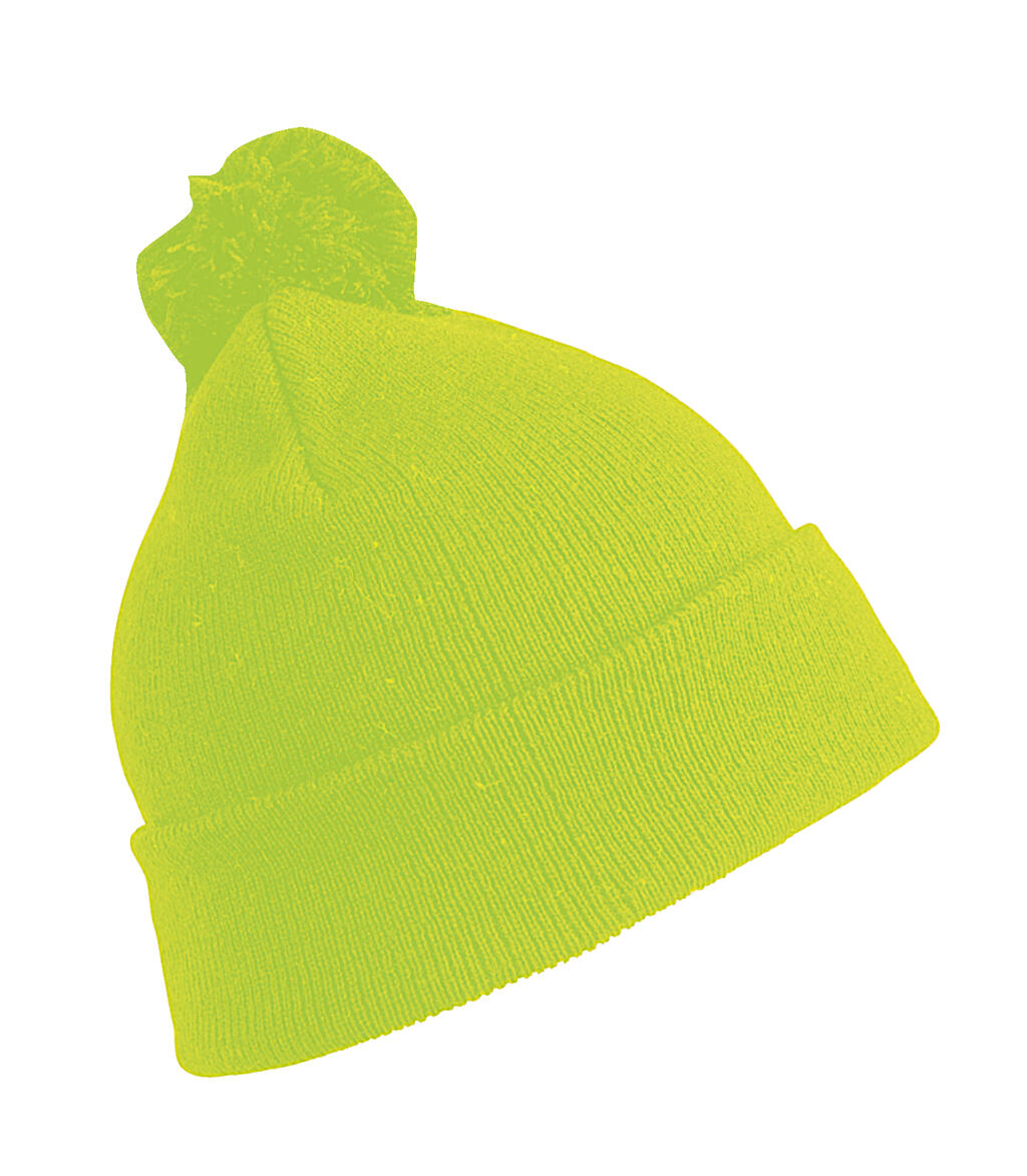 Junior Pom Pom Beanie in Farbe Fluorescent Yellow