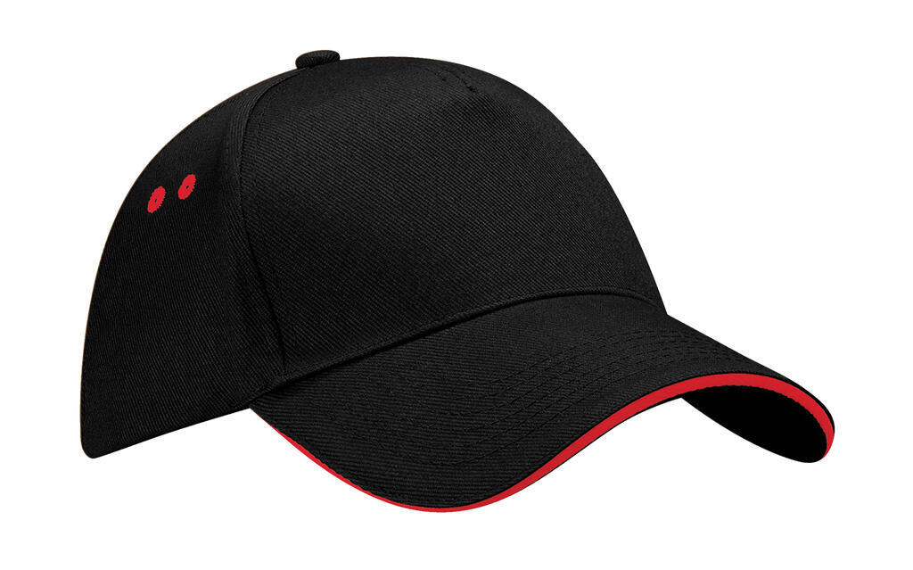 Ultimate 5 Panel Cap - Sandwich Peak in Farbe Black/Classic Red