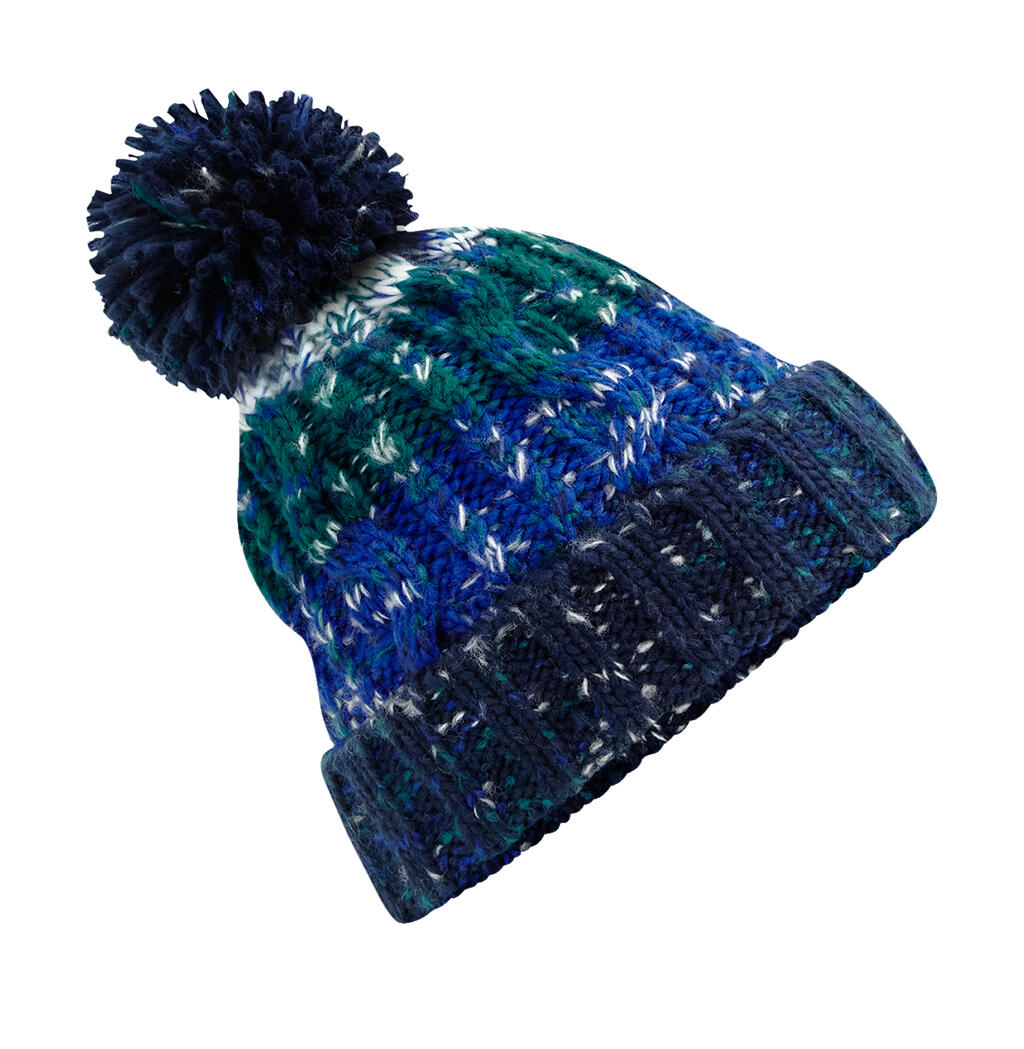 Corkscrew Pom Pom Beanie in Farbe Alpine Blues