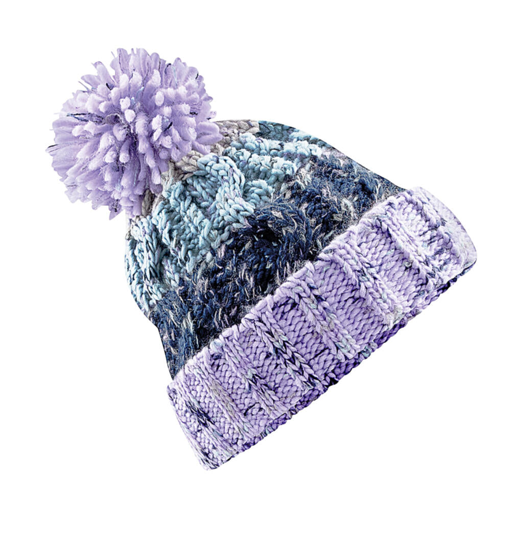 Corkscrew Pom Pom Beanie in Farbe Lavender Fizz