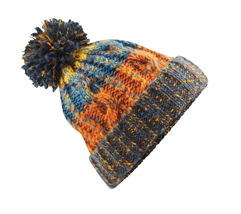 Corkscrew Pom Pom Beanie in Farbe Retro Blues