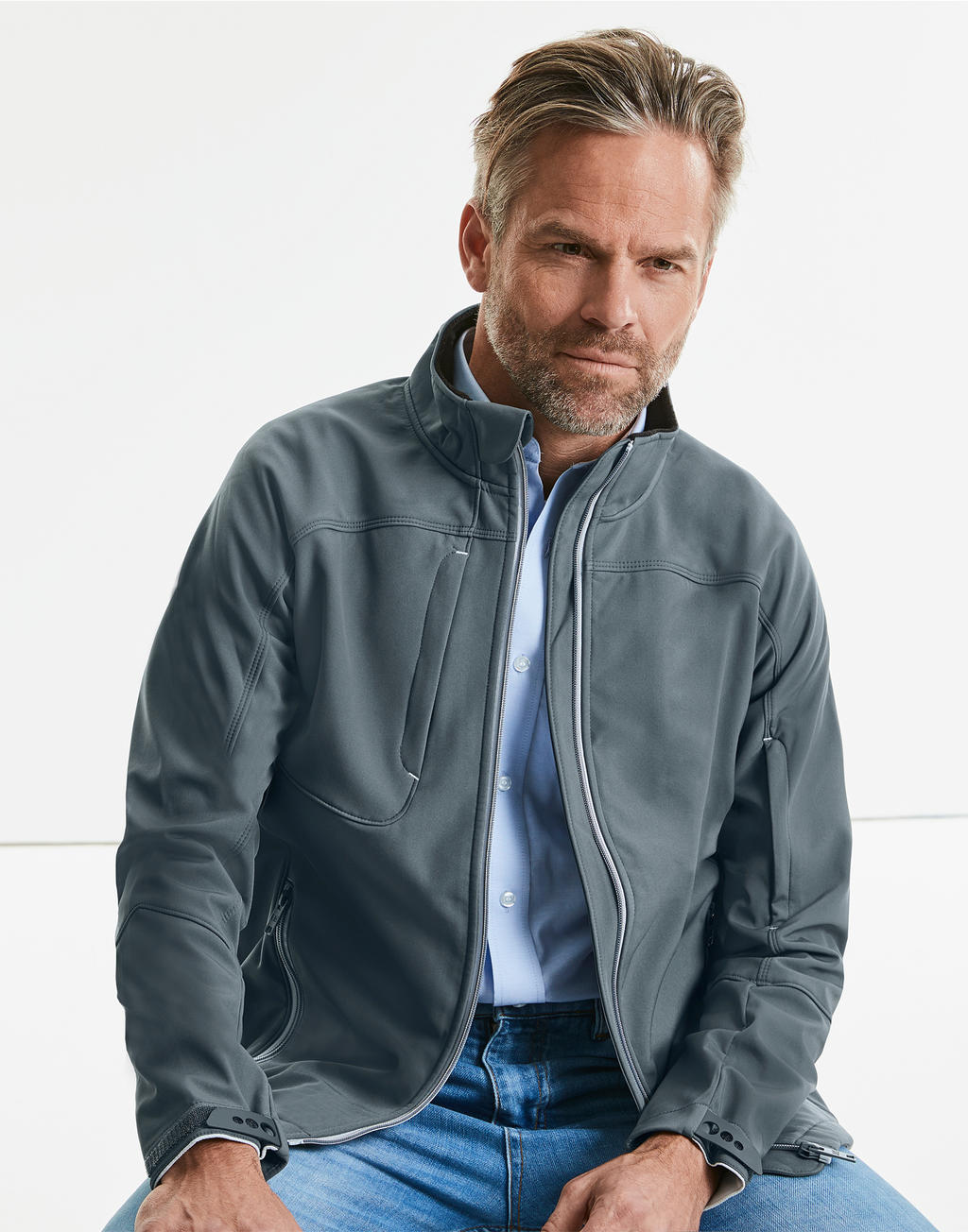 Men's Bionic Softshell Jacket in Farbe Stone