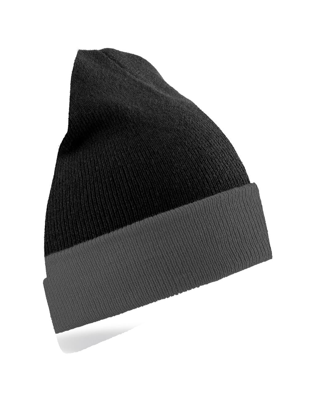Recycled Black Compass Beanie in Farbe Black/Grey