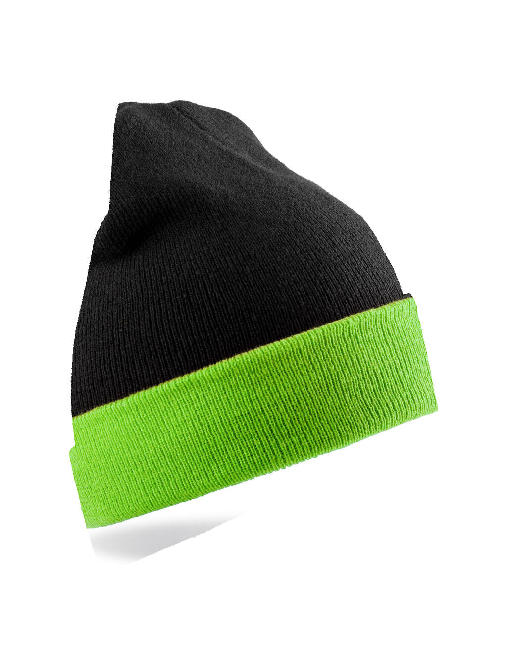 Recycled Black Compass Beanie in Farbe Black/Lime