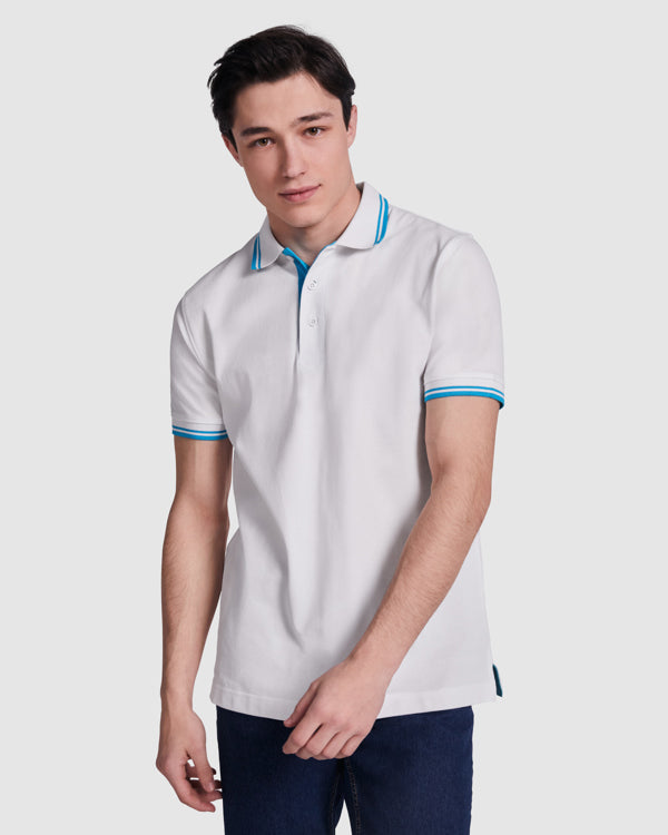 Poloshirt Montreal in Farbe White/Turquoise