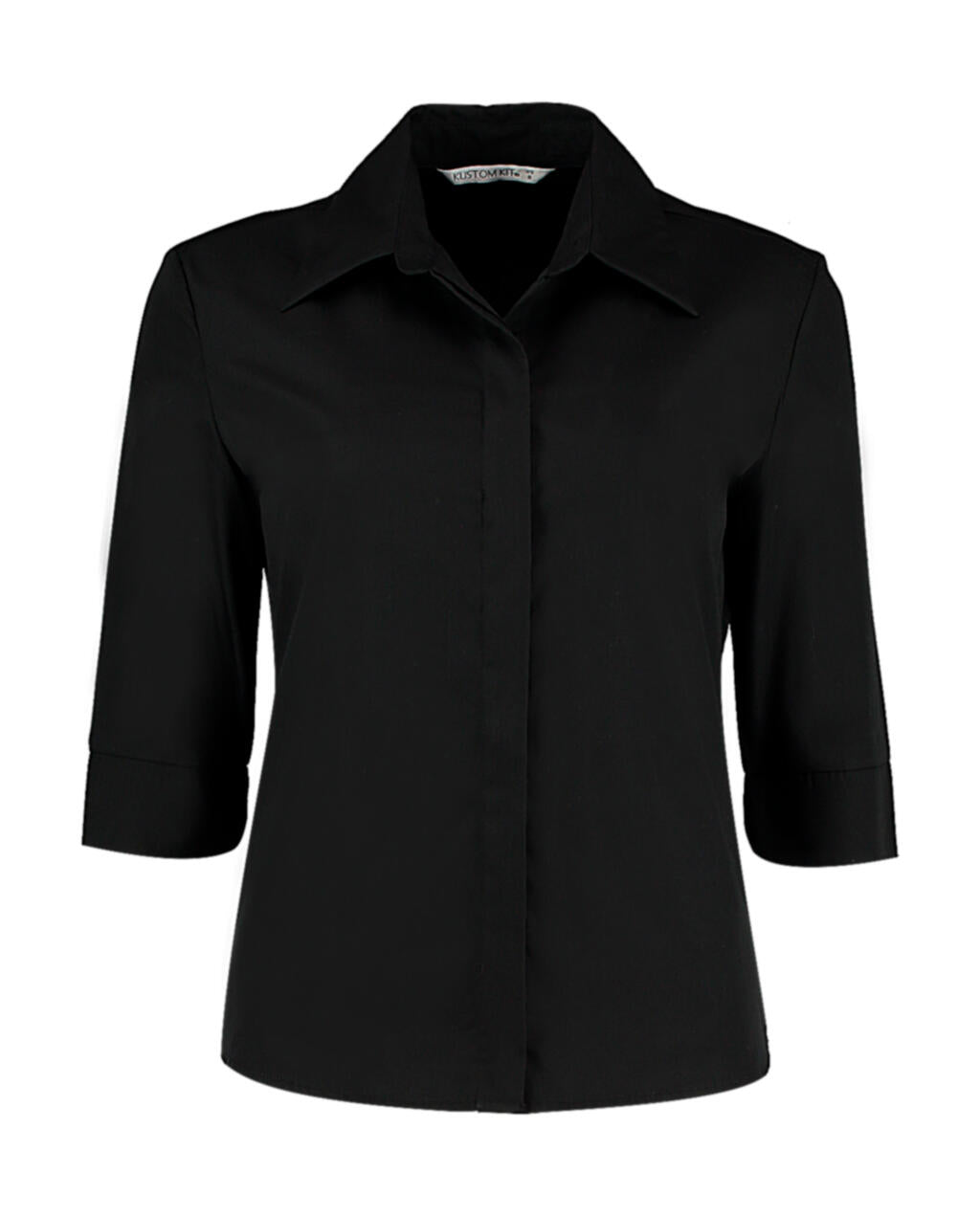 Women's Tailored Fit Continental Blouse 3/4 Sleeve in Farbe Black