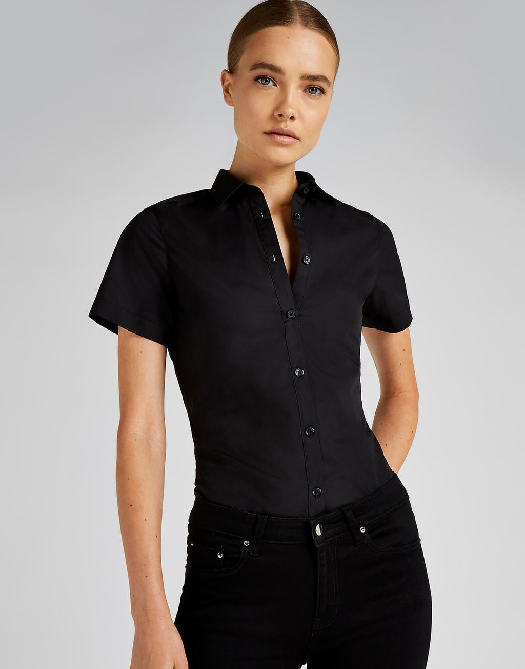 Women's Tailored Fit Poplin Shirt SSL in Farbe White