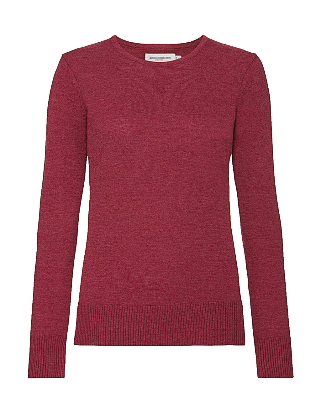 Ladies' Crew Neck Knitted Pullover in Farbe Cranberry Marl
