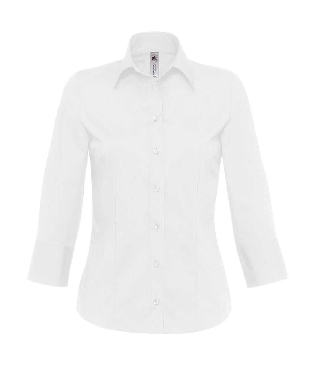Milano/women Popelin Shirt 3/4 sleeves in Farbe White