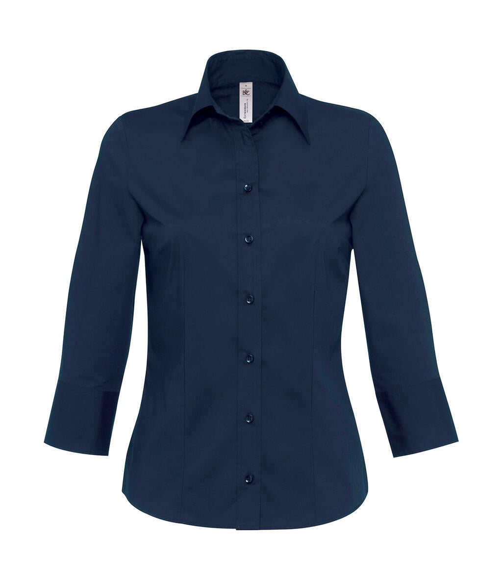 Milano/women Popelin Shirt 3/4 sleeves in Farbe Navy