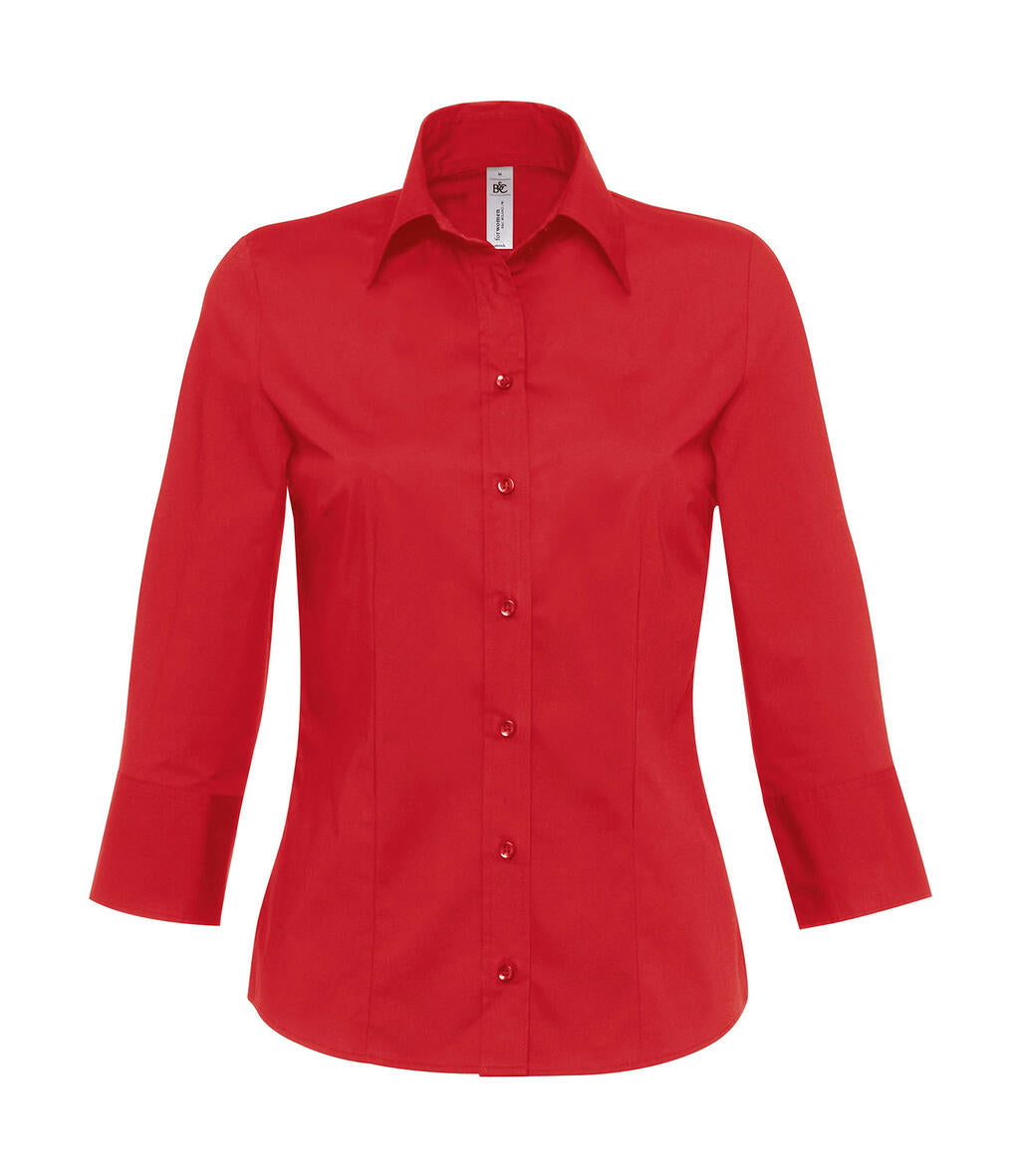 Milano/women Popelin Shirt 3/4 sleeves in Farbe Deep Red