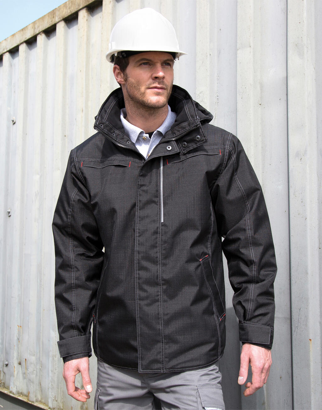 Denim Texture Rugged Jacket in Farbe Black