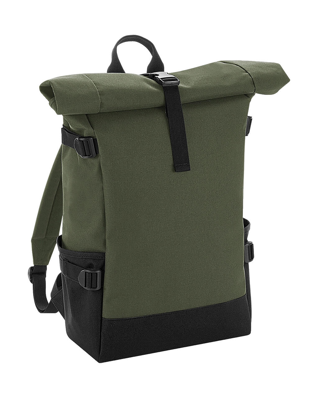 Block Roll-Top Backpack in Farbe Olive Green/Black
