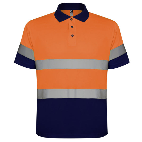 Hochsichtbares Poloshirt Polaris Navy Blue/Fluor Orange in Farbe Navy/Fluor Orange