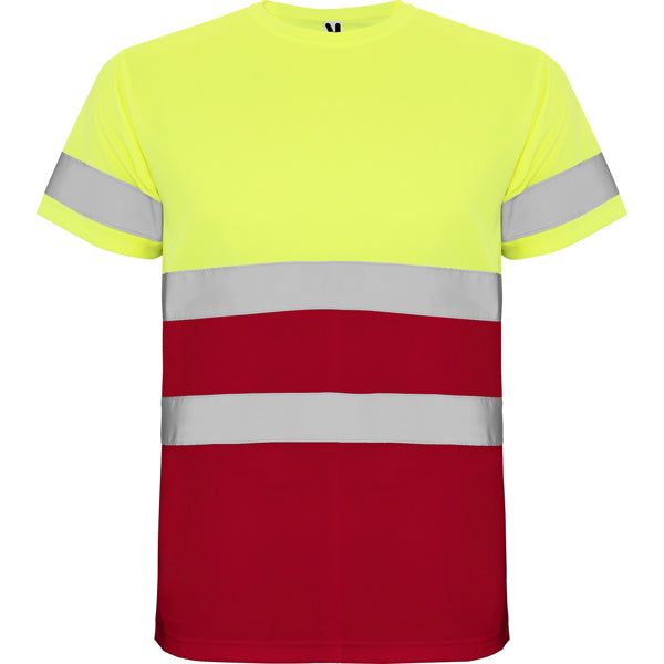 Hochsichtbares T-Shirt Delta Job Red/Fluor Yellow in Farbe Rojo Laboral/Amarillo Flúor