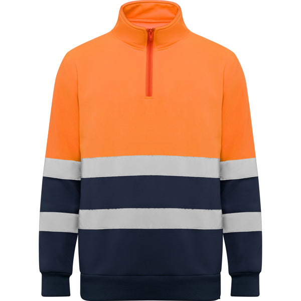 Hochsichtbarer Pullover Spica Navy Blue/Fluor Orange in Farbe Navy/Fluor Orange