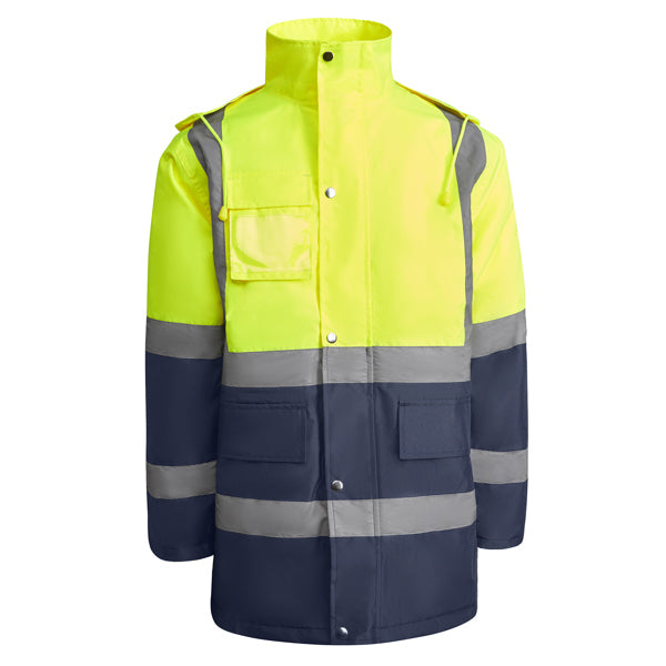 Hochsichtbarer Parka Merak Navy Blue/Fluor Yellow in Farbe Navy/Fluor Yellow