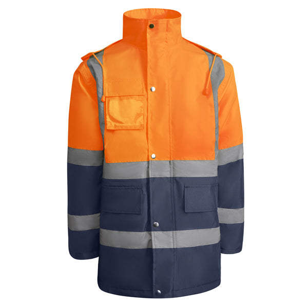 Hochsichtbarer Parka Merak Navy Blue/Fluor Orange in Farbe Navy/Fluor Orange