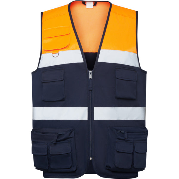 Hochsichtbare Weste Beta Navy Blue/Fluor Orange in Farbe Navy/Fluor Orange