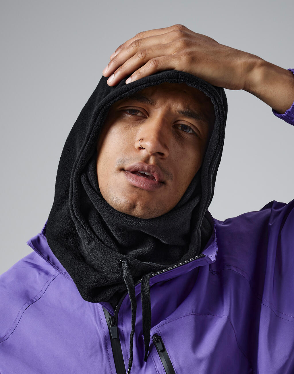 Recycled Fleece Hood in Farbe Black
