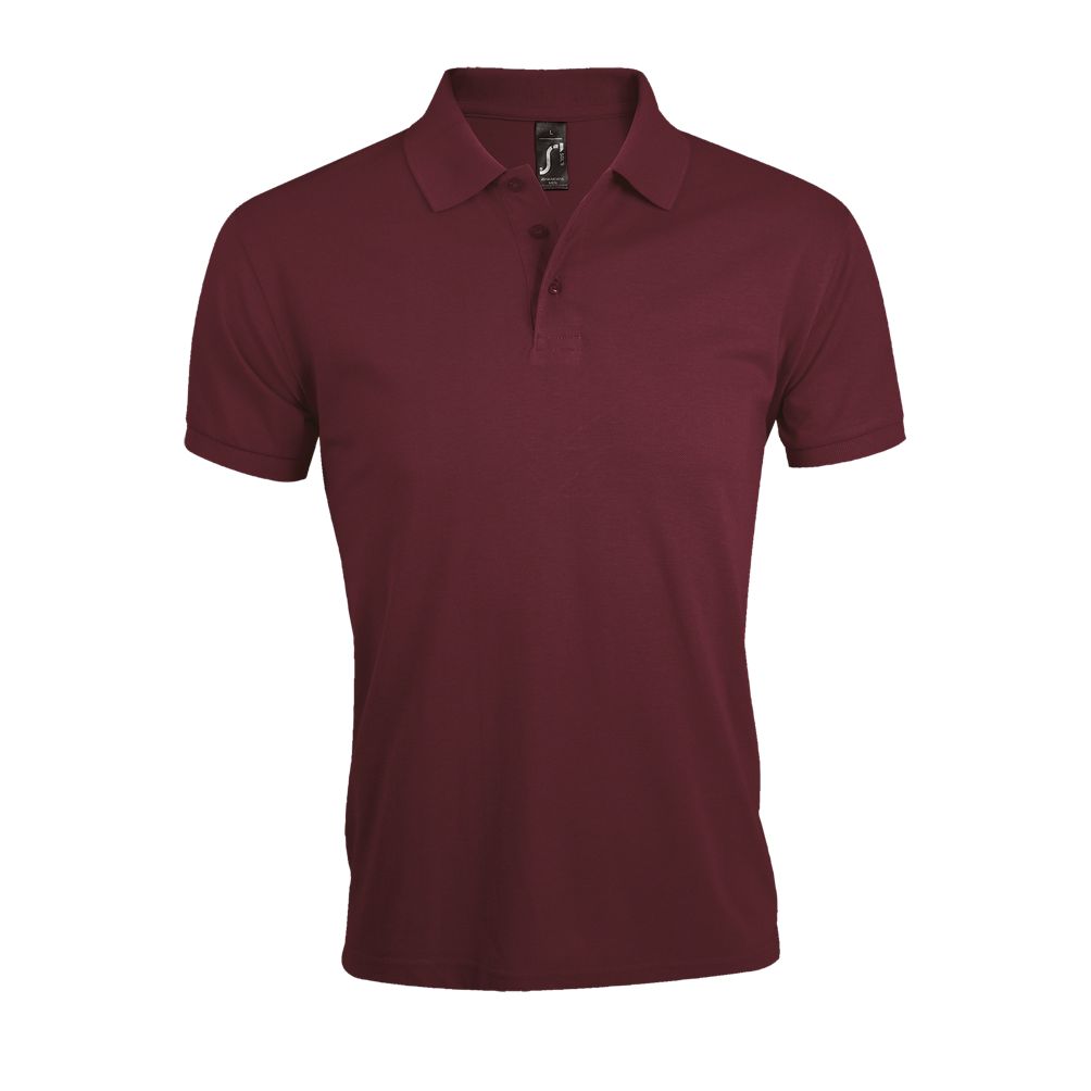 Prime Men Herren Polycotton Poloshirt Kurzarm in Farbe Burgundy