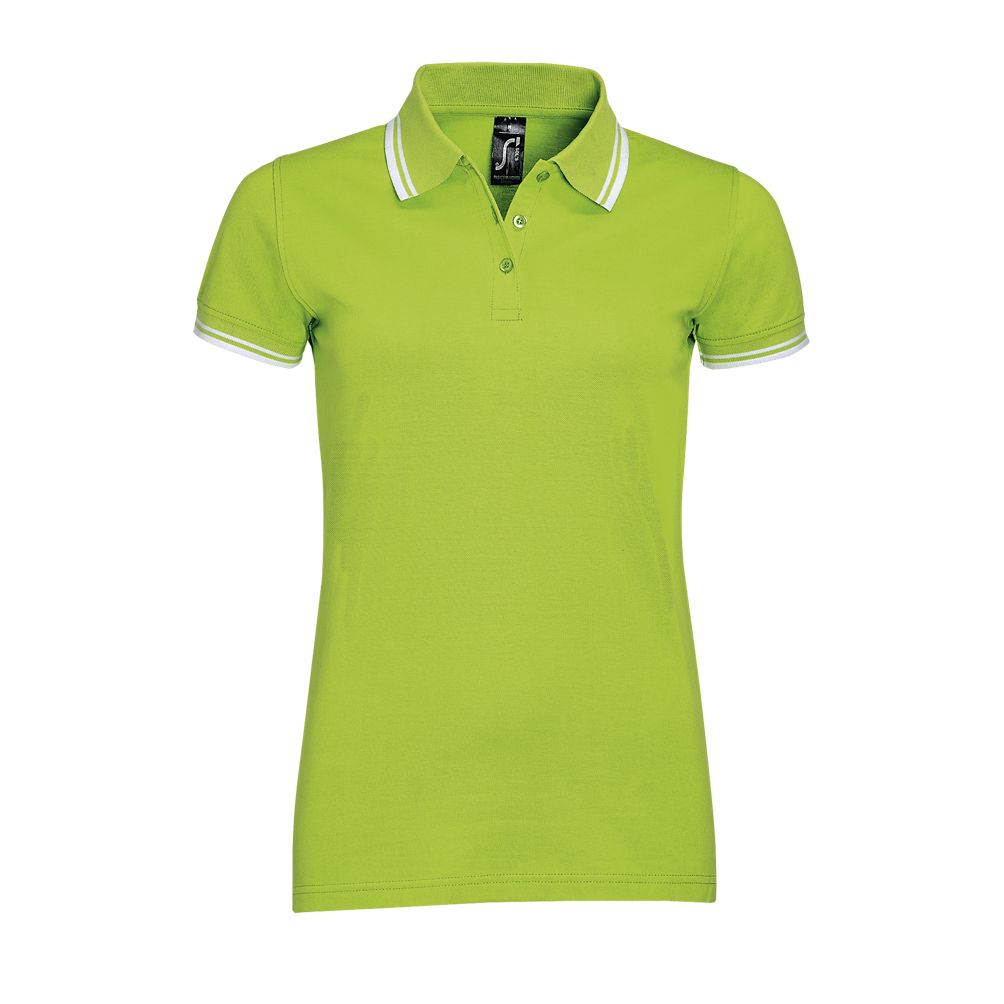 Pasadena Women Damen Poloshirt Kurzarm in Farbe Lime / White